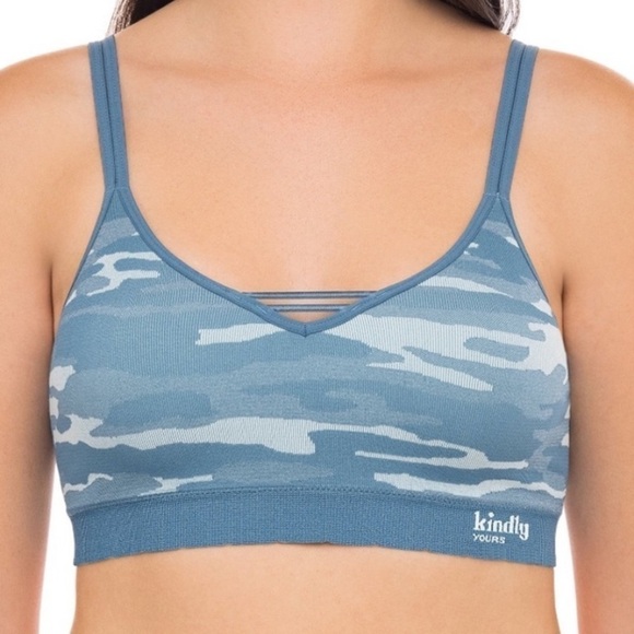 Kindly Yours Reef Blue camouflage caged v-neck bralette size XXL - Picture 5 of 5